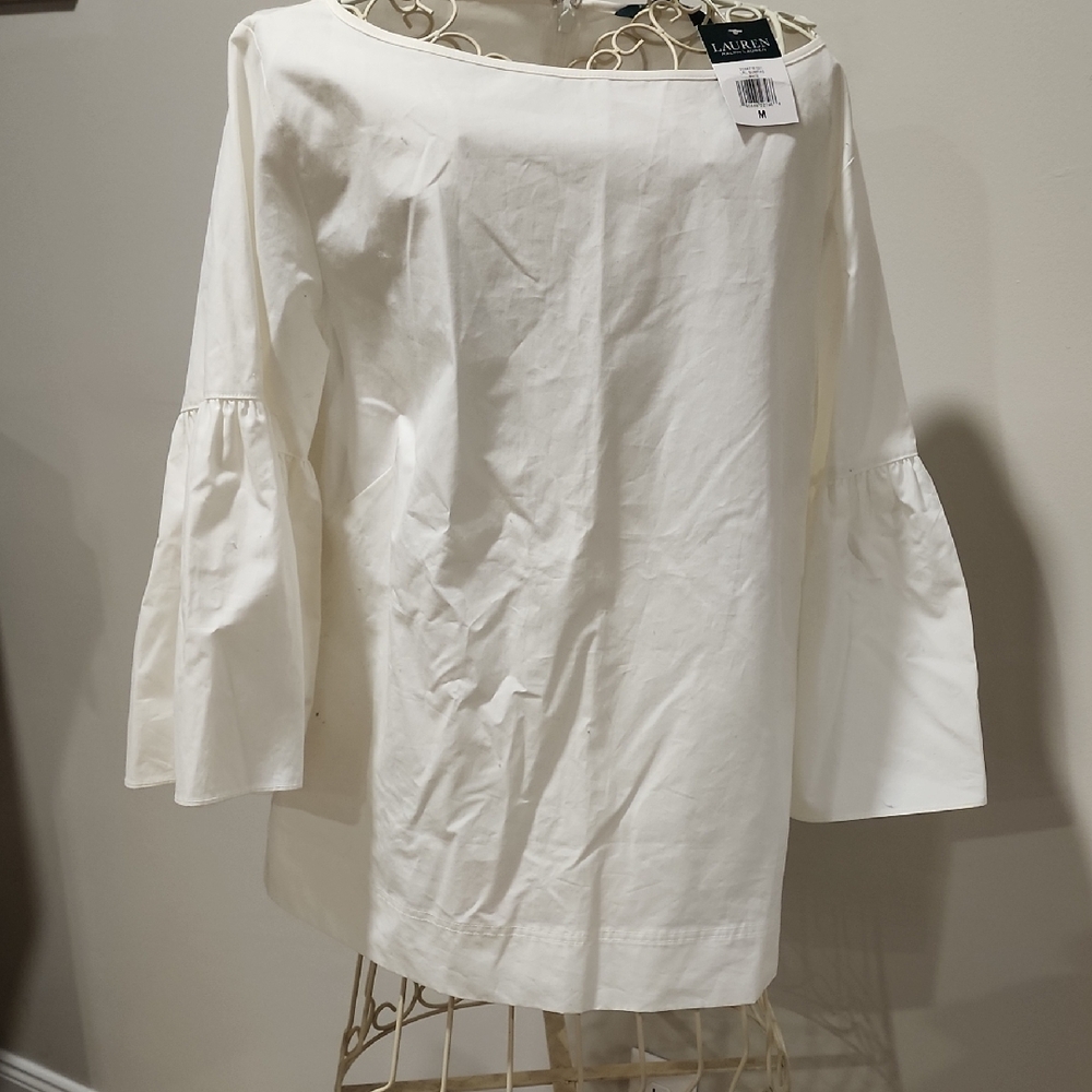 Lauren Ralph Lauren Cream Bell Sleeve Cotton Top